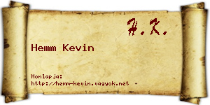 Hemm Kevin névjegykártya